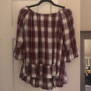 EUC Off the Shoulder Plaid top